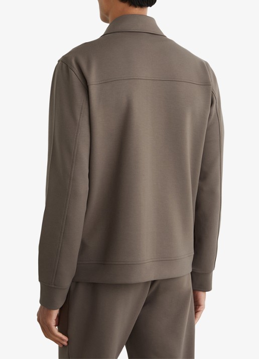 Reiss Newland sweatshirt met rits en opgestikte zakken - achterkant 5 lichtbruin