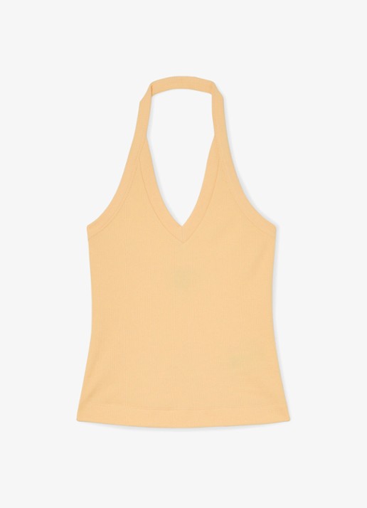 Reiss Nina top met ribstructuur - voorkant 2 oranje
