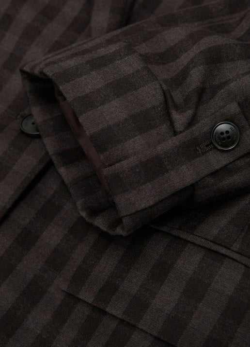 Reiss Nolah double-breasted blazer van wol met ruitdessin  - detail 3 donkerbruin