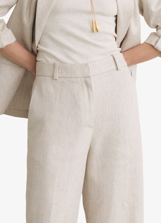 Reiss Nolah high waist wide fit pantalon in linnenblend - detail 3 naturel