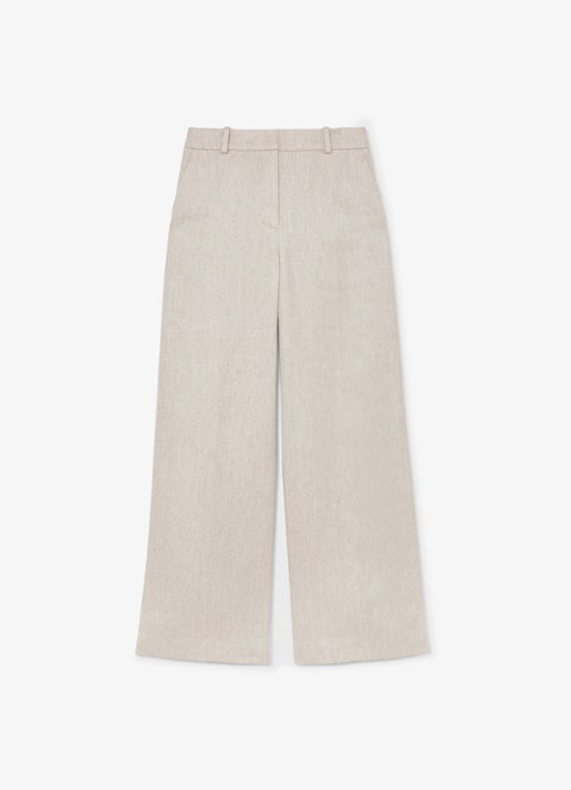Reiss Nolah high waist wide fit pantalon in linnenblend - voorkant 6 naturel