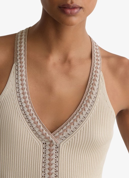 Reiss Nora top met ribstructuur - detail 5 creme