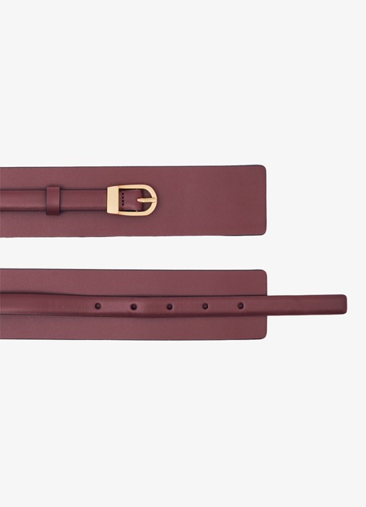 Reiss Odell tailleriem van leer  - detail 4 roodbruin