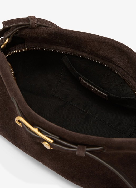 Reiss Oriana schoudertas van suéde - detail 3 chocoladebruin