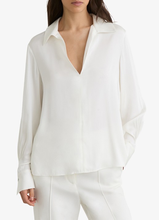 Reiss Orla tuniek in zijdeblend met kraag - detail 4 wit