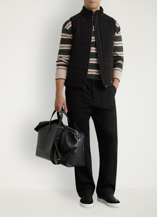 Reiss Orson grofgebreide gilet met steekzakken - voorkant 2 black / zwart