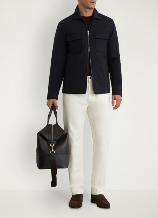 Reiss Oshei overshirt met borstzakken - voorkant 3 donkerblauw