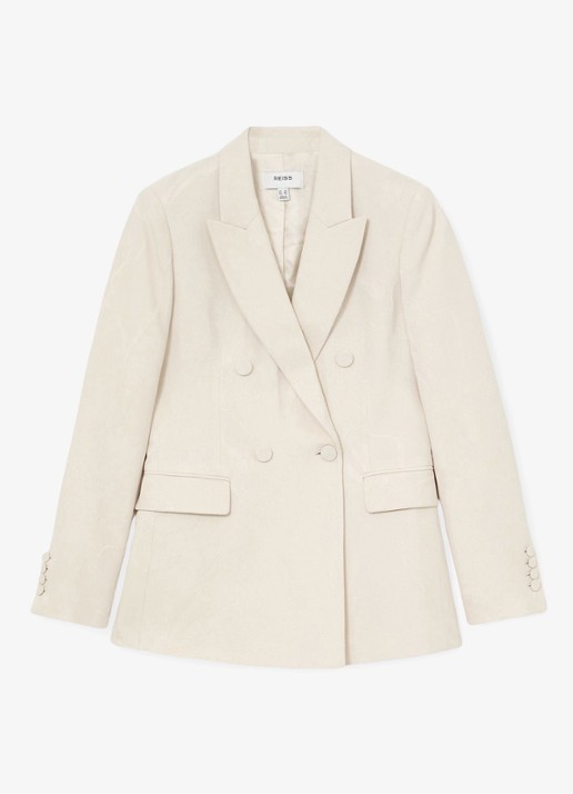 Reiss Ottie double-breasted blazer met klepzakken - voorkant 6 wit