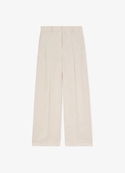 Reiss Ottie high waist wide fit pantalon met bloemenprint - voorkant wit