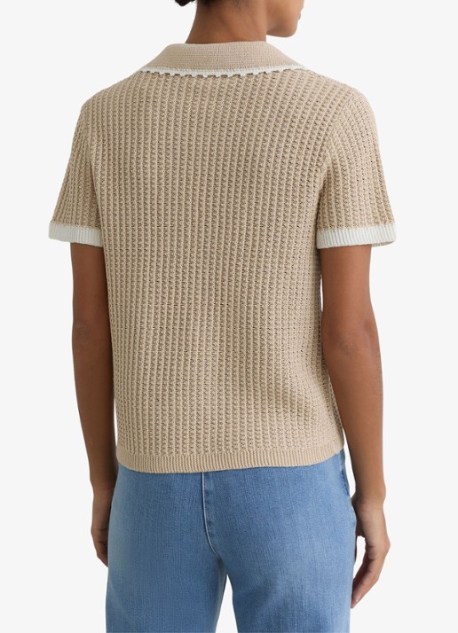 Reiss Ottilie grofgebreide top in linnenblend - achterkant beige