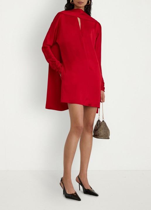 Reiss Ottilie mini jurk met sjaalkraag - detail 4 rood