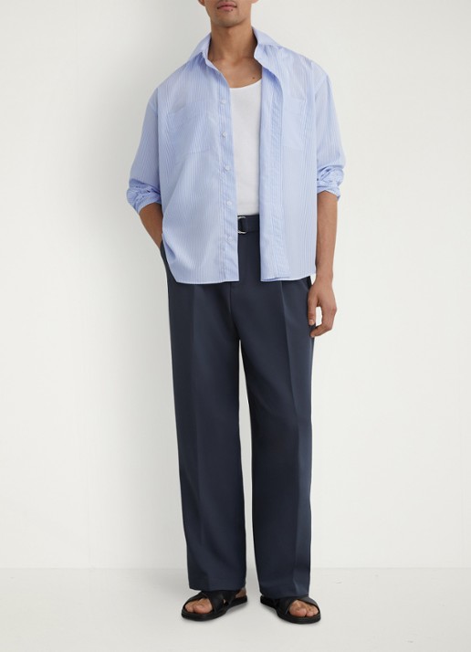 Reiss Ovante overshirt van lyocell - voorkant 2 lichtblauw