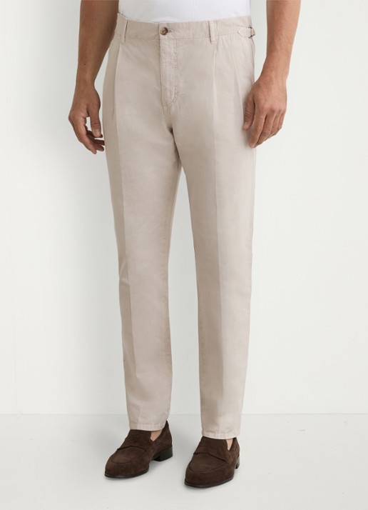 Reiss Pablo tapered fit pantalon in linnenblend - detail 4 stone / beige