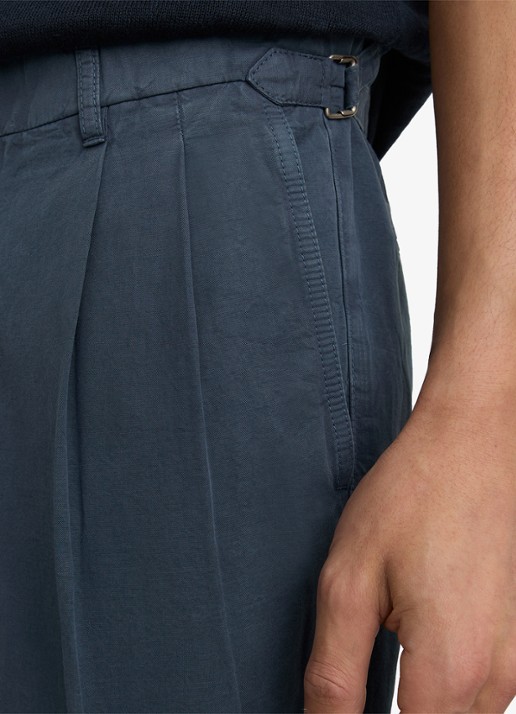 Reiss Pablo tapered fit pantalon in linnenblend - detail 2 airforce blue / blauw