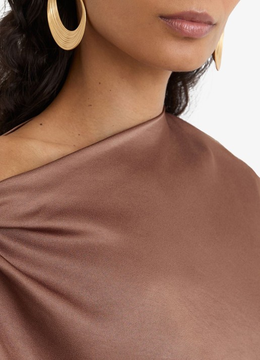Reiss Paige maxi jurk met asymmetrische hals - detail 2 taupe