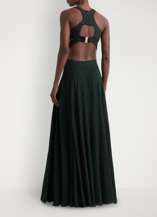 Reiss Paloma maxi jurk met cut out detail  - achterkant 7 groen