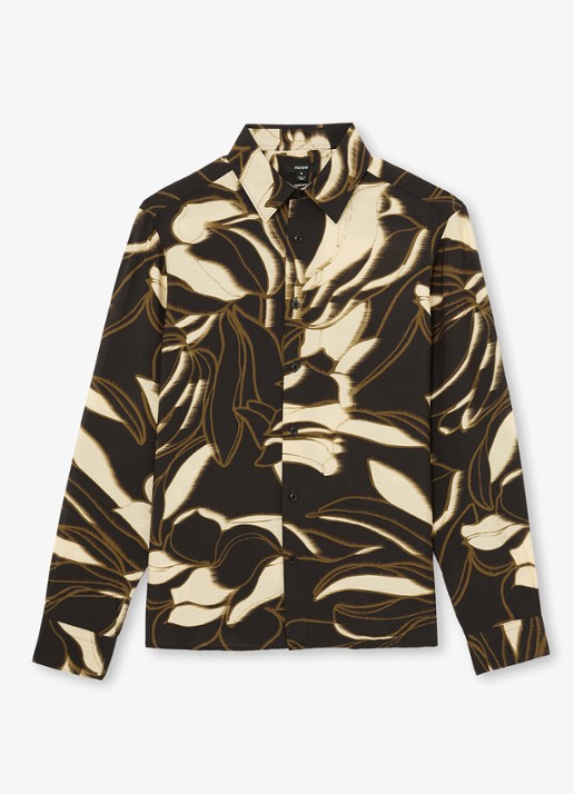 Reiss Paloma overhemd met grafische print  - voorkant 2 black / zwart