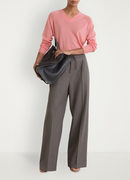 Reiss Paris fijngebreide pullover in merino wolblend - voorkant 5 roze