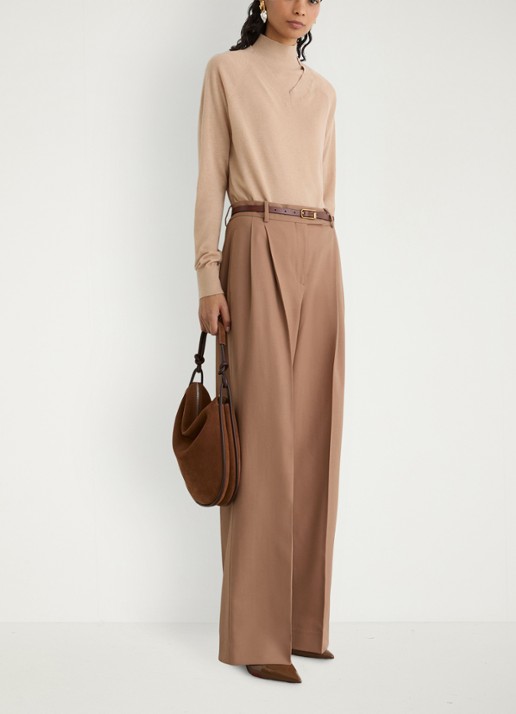 Reiss PARIS Ultra-Soft Merino Wool V-Neck Jumper - voorkant 3 camel