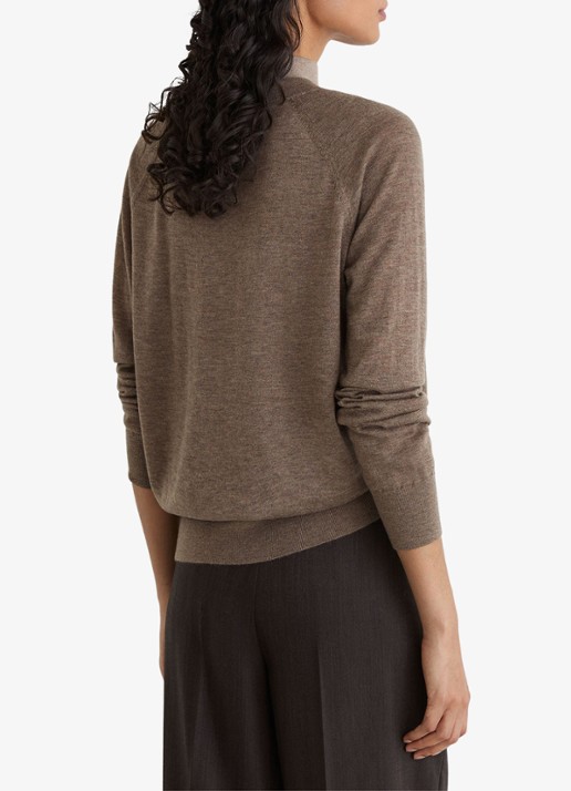 Reiss PARIS Ultra-Soft Merino Wool V-Neck Jumper - achterkant 5 zand
