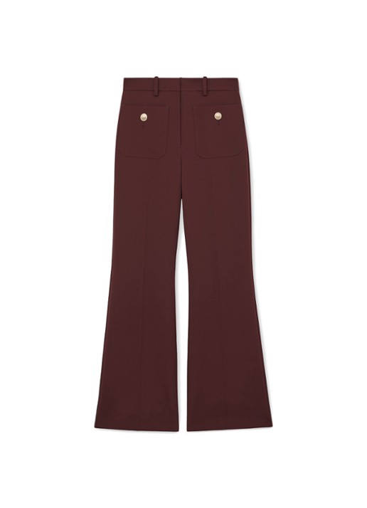 Reiss Parisa mid waist flared fit broek met opgestikte zakken - voorkant donkerrood