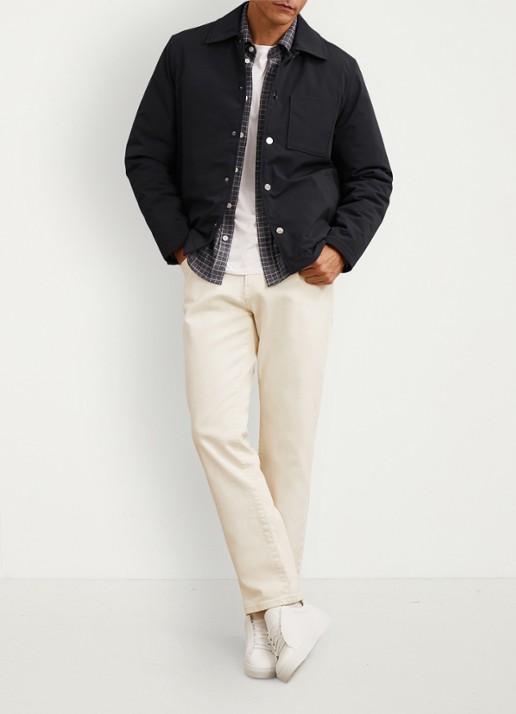Reiss Parker gewatteerd regular fit overhemd met borstzak - voorkant 6 navy / blauw