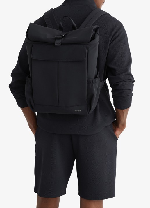 Reiss Pascal Technical Roll-Top rugzak met logo - voorkant 6 navy / blauw