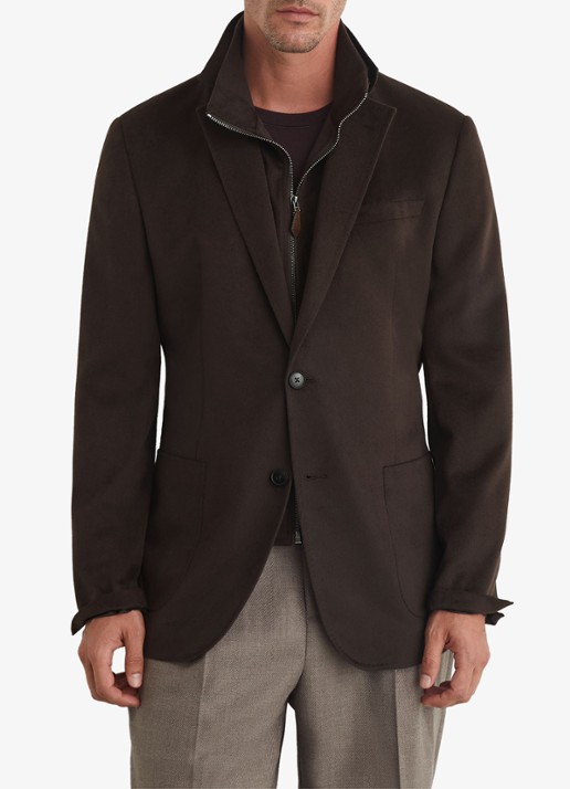 Reiss PATCH regular fit colbert in wolblend  - detail 3 chocoladebruin
