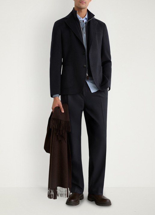 Reiss Patch single breasted colbert in wolblend - voorkant 2 donkerblauw