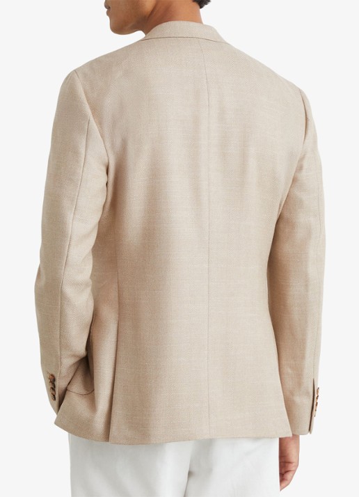 Reiss Pelmet regular fit colbert in wolblend met opgestikte zakken - achterkant 5 oatmeal / beige
