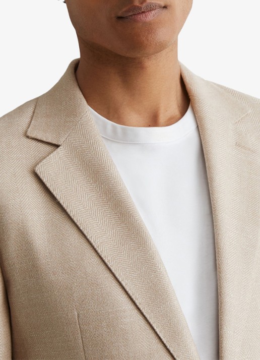 Reiss Pelmet regular fit colbert in wolblend met opgestikte zakken - detail 2 oatmeal / beige