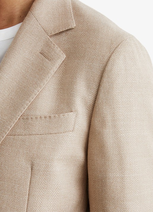 Reiss Pelmet regular fit colbert in wolblend met opgestikte zakken - detail 3 oatmeal / beige