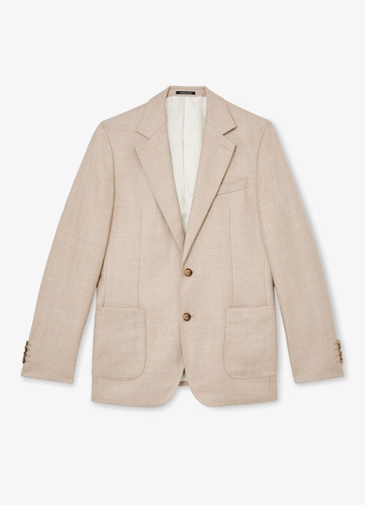Reiss Pelmet regular fit colbert in wolblend met opgestikte zakken - voorkant 6 oatmeal / beige