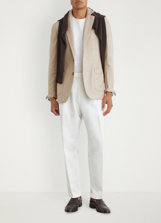 Reiss Pelmet regular fit colbert in wolblend met opgestikte zakken - voorkant 7 oatmeal / beige