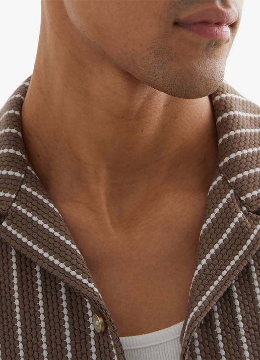 Reiss Percy overhemd met streepprint en structuur  - detail 5 bruin
