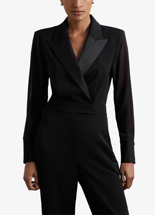 Reiss Perla jumpsuit met kraag  - detail 3 zwart