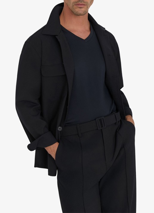 Reiss Peshi straight fit pantalon met ceintuur - detail 3 donkerblauw