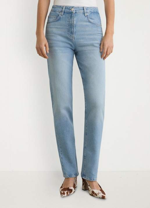 Reiss Petit Aubrey high waist straight leg jeans met medium wassing