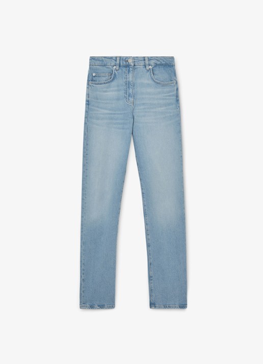 Reiss Petit Aubrey high waist straight leg jeans met medium wassing - voorkant 5 lichtblauw