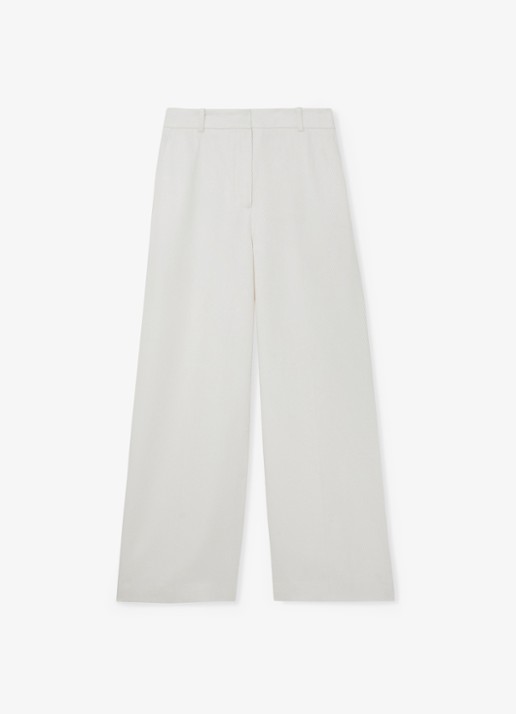 Reiss Petite Alyx high waist wide fit pantalon in linnenblend - voorkant wit