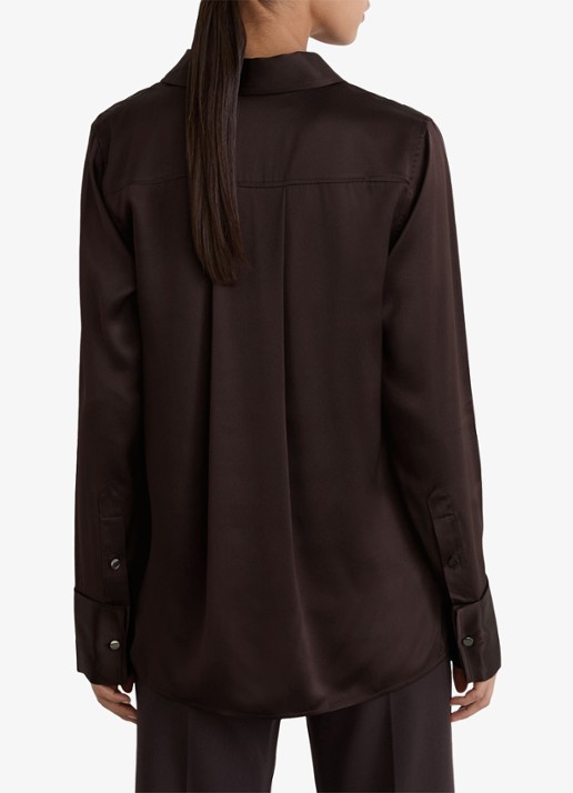 Reiss Petite ameira blouse van zijde  - achterkant 7 donkerbruin