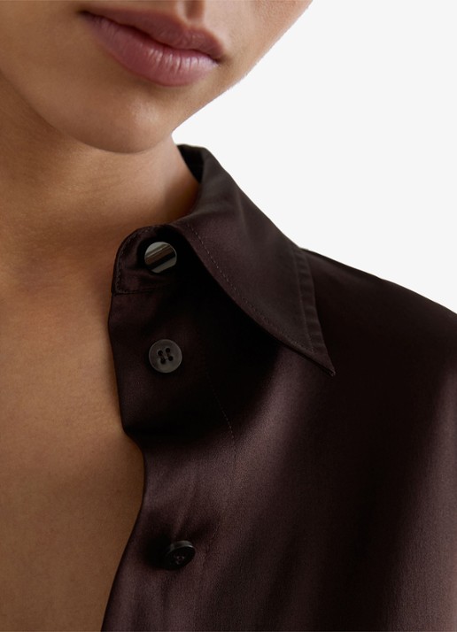 Reiss Petite ameira blouse van zijde  - detail 2 donkerbruin