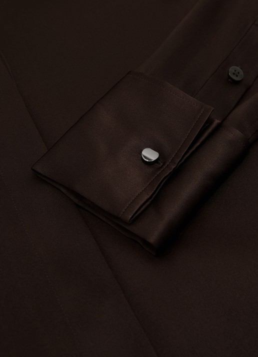 Reiss Petite ameira blouse van zijde  - detail 4 donkerbruin