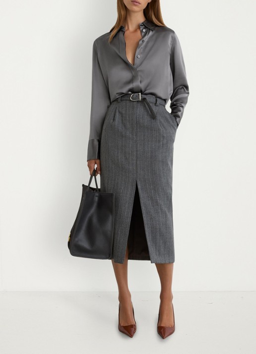 Reiss Petite ameira blouse van zijde  - detail 3 donkergrijs
