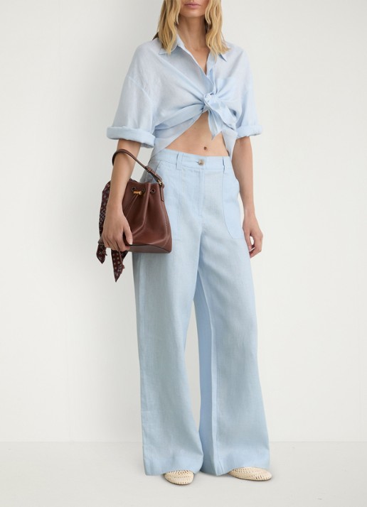 Reiss Petite Ashby high waist loose fit pantalon met steekzakken - detail 5 blauw