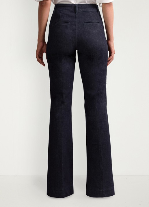 Reiss Petite Athena high wasit flared jeans met sierknopen - achterkant 6 indigo