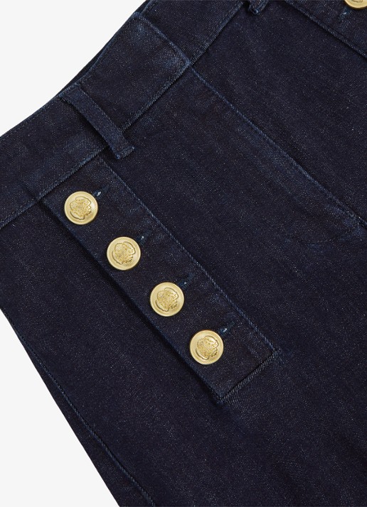 Reiss Petite Athena high wasit flared jeans met sierknopen - detail 5 indigo