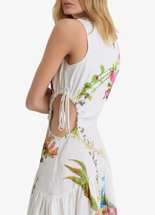 Reiss Petite Bianca midi jurk met cut-out detail - detail wit