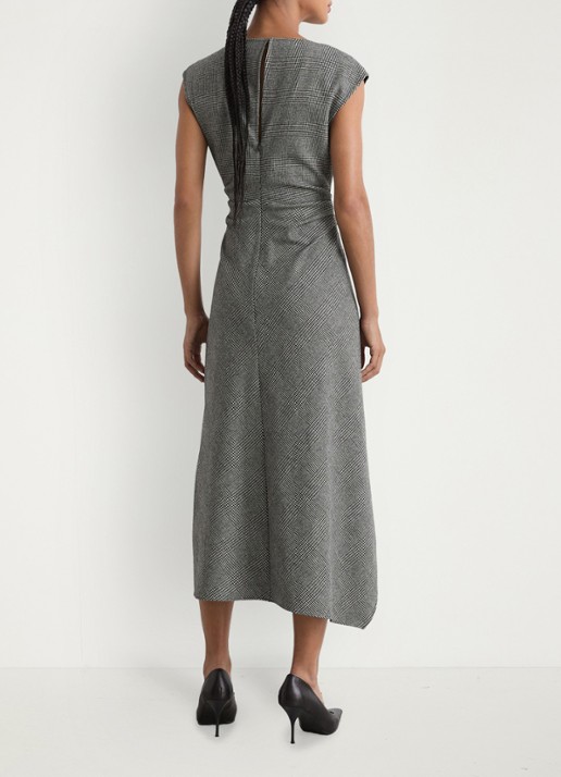 Reiss Petite Clara midi jurk in wolblend met asymmetrisch zoom - achterkant 3 grijs