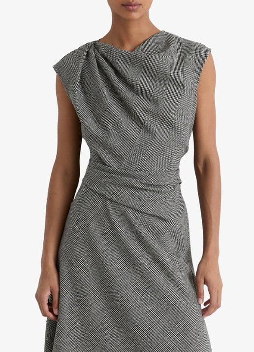 Reiss Petite Clara midi jurk in wolblend met asymmetrisch zoom